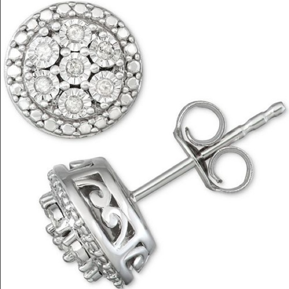 Diamond cluster stud earrings